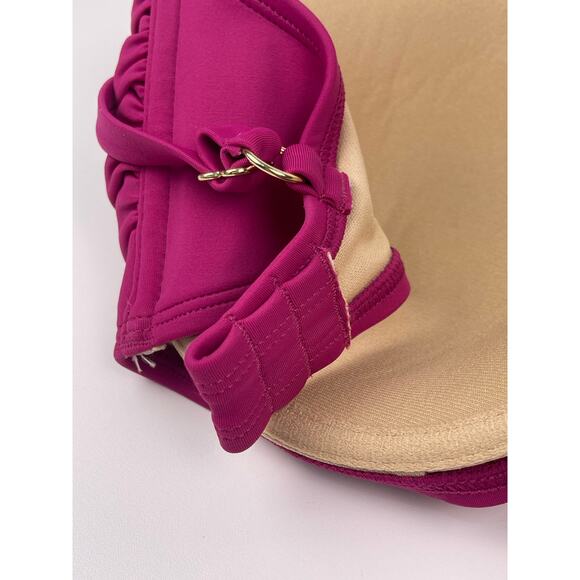 NWT Shade & Shore Fuchsia Keyhole Halter Bikini Top 34DD - Picture 9 of 9